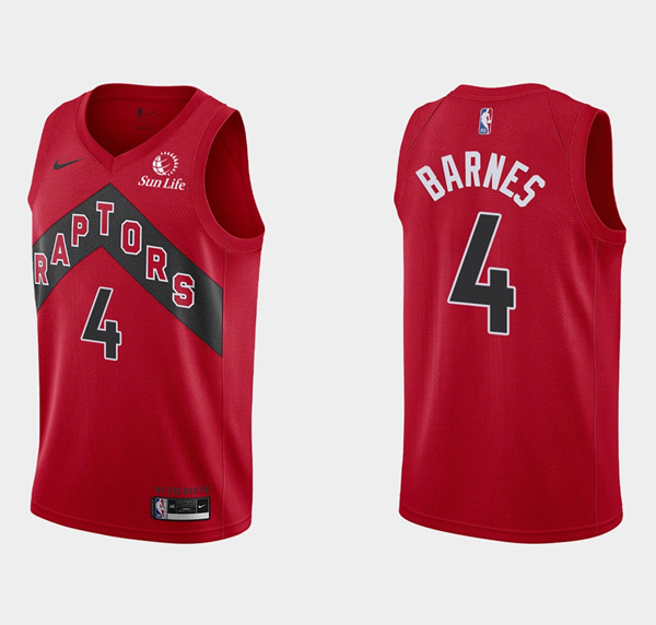 Personalized Men’s Toronto Raptors #4 Scottie Barnes Red Icon Edition Stitched Basketball Jersey