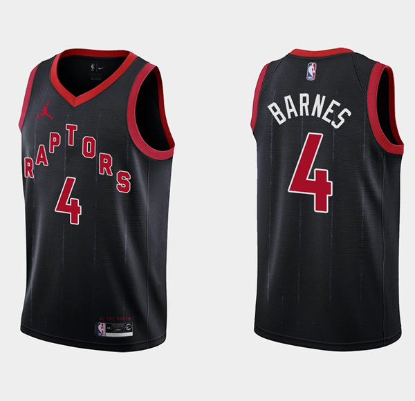 Personalized Men’s Toronto Raptors #4 Scottie Barnes Black Statement Edition Stitched Basketball Jersey