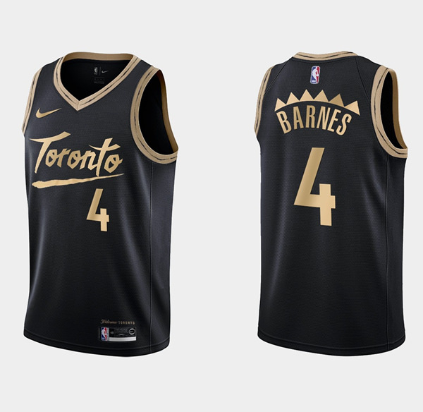 Personalized Men’s Toronto Raptors #4 Scottie Barnes Black City Edition Swingman Stitched Basketball Jersey