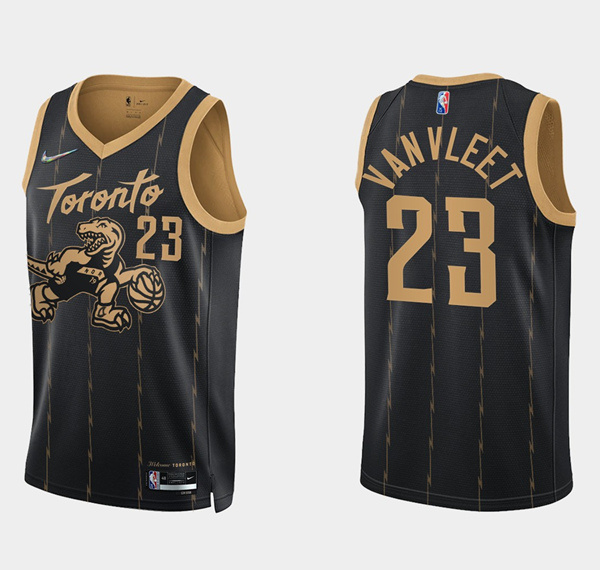 Personalized Men’s Toronto Raptors #23 Fred Vanvleet 2021 22 City Edition Black 75th Anniversary Swingman Stitched Basketball Jersey