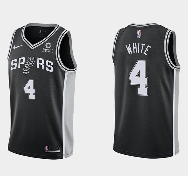 Personalized Men’s San Antonio Spurs #4 Derrick White Icon Edition Black Icon Edition Stitched Jersey