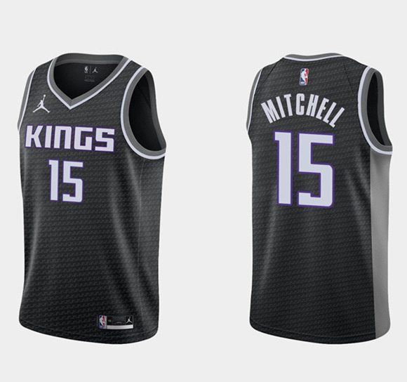 Personalized Men’s Sacramento Kings #15 Davion Mitchell Swingman Black Statement Edition Stitched Jersey