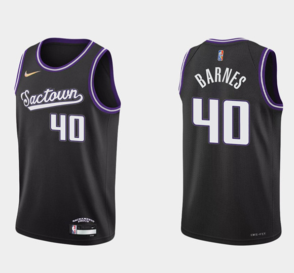 Personalized Men’s Sacramento Kings #40 Harrison Barnes 2021 22 Black 75th Anniversary City Edition Stitched Basketball Jersey