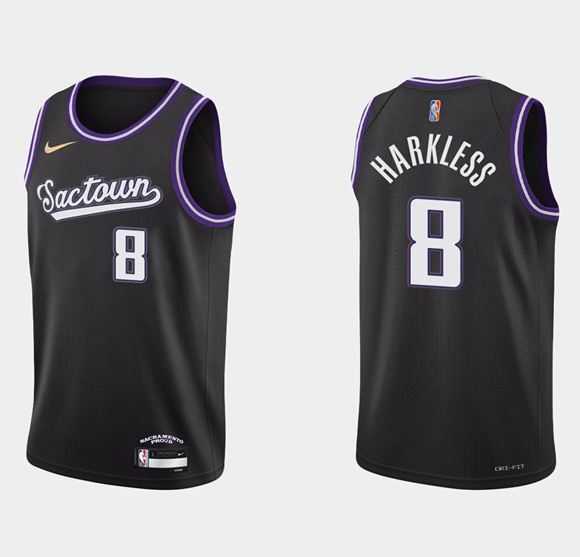 Personalized Men’s Sacramento Kings #8 Maurice Harkless 2021 22 Black 75th Anniversary City Edition Stitched Basketball Jersey