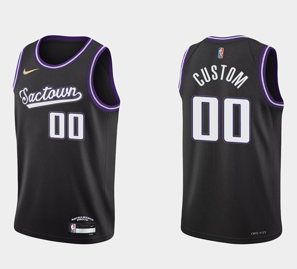 Personalized Men’s Sacramento Kings Active Player 2021 22 City Edition Black 75th Anniversary Stitched Basketball Jersey
