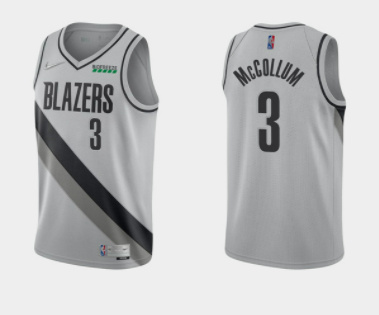 Personalized Men’s Portland Trail Blazers #3 C.J. McCollum Grey Earned Edition Stitched Basketball Jersey