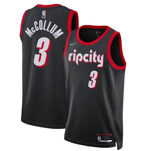Personalized Men’s Portland Trail Blazers #3 C.J. McCollum 2021 22 Black City Edition 75th Anniversary Stitched Basketball Jersey