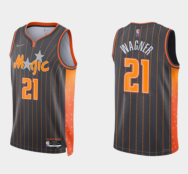 Personalized Men’s Orlando Magic #21 Moritz Wagner 2021 22 City Edition Black 75th Anniversary Stitched Swingman Jersey