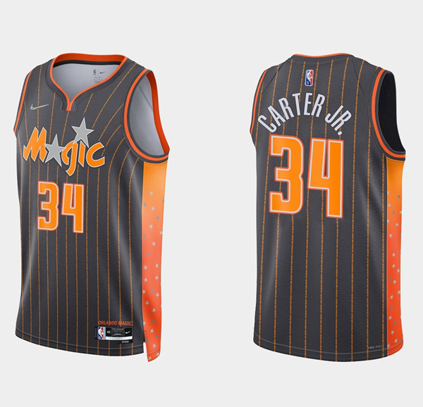 Personalized Men’s Orlando Magic #34 Wendell Carter Jr. 2021 22 City Edition Black 75th Anniversary Stitched Swingman Jersey