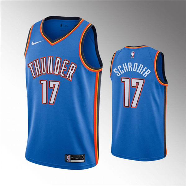 Personalized Men’s Oklahoma City Thunder #17 Dennis Schroder Blue Stitched Basketball Jersey