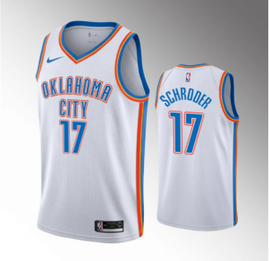 Personalized Men’s Oklahoma City Thunder #17 Dennis Schroder White Stitched Basketball Jersey
