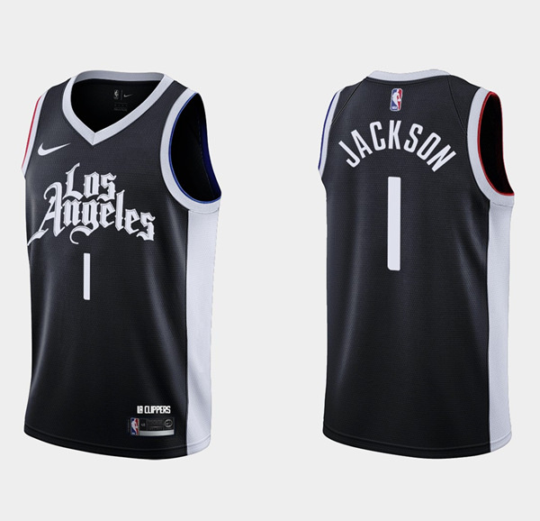 Personalized Men’s Los Angeles Clippers #1 Reggie Jackson Black City Edition Stitched Basketball Jersey