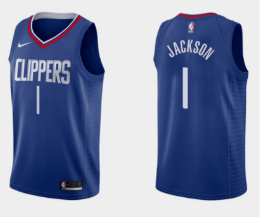 Personalized Men’s Los Angeles Clippers #1 Reggie Jackson Royal Icon Edition Stitched Basketball Jersey