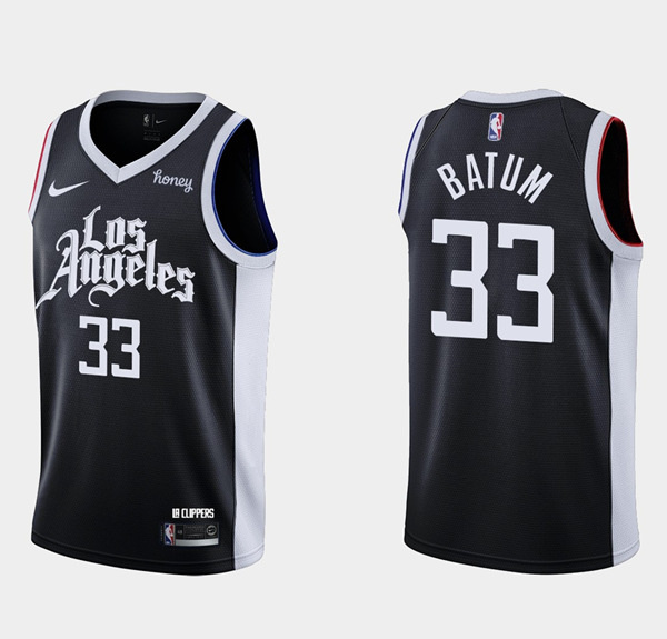 Personalized Men’s Los Angeles Clippers #33 Nicolas Batum 2020-21 Black City Edition Stitched NBA Jersey