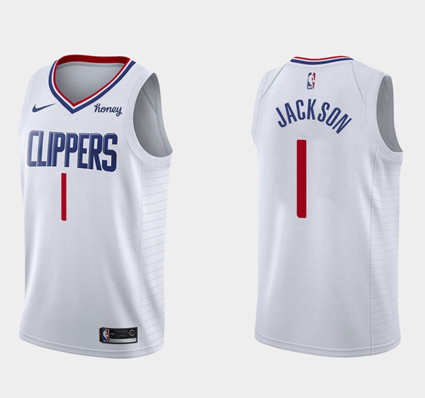 Personalized Men’s Los Angeles Clippers #1 Reggie Jackson White Association Edition Stitched Basketball Jersey