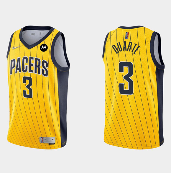 Personalized Men’s Indiana Pacers #3 Chris Duarte Yellow Swingman Stitched Jersey