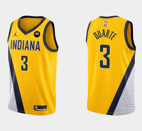 Personalized Men’s Indiana Pacers #3 Chris Duarte Yellow Swingman Stitched Jerseys