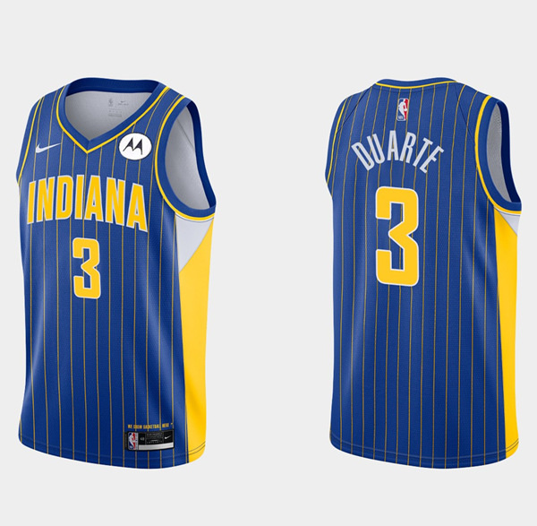 Personalized Men’s Indiana Pacers #3 Chris Duarte 2020 21 Blue City Edition Swingman Stitched Jersey