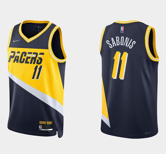 Personalized Men’s Indiana Pacers #11 Caris Levert 2021 22 Navy City Edition 75th Anniversary Stitched Basketball Jersey