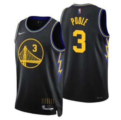 Personalized Men’s Golden State Warriors #3 Jordan Poole 2021 22 City Edition Black 75th Anniversary Stitched Basketball Jersey