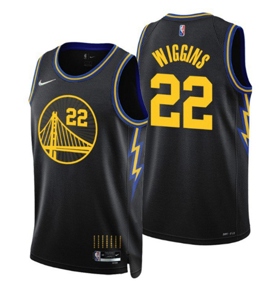 Personalized Men’s Golden State Warriors #22 Andrew Wiggins 2021 22 City Edition Black 75th Anniversary Stitched Basketball Jersey