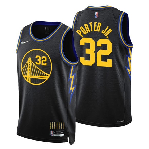 Personalized Men’s Golden State Warriors #32 Otto Porter Jr. 2021 22 City Edition Black 75th Anniversary Stitched Basketball Jersey