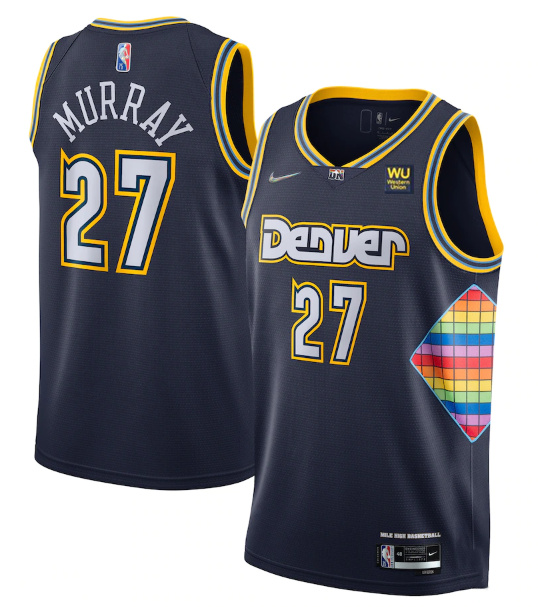 Personalized Men’s Denver Nuggets #27 Jamal Murray Navy 2021 22 City Edition 75th Anniversary Stitched Jersey