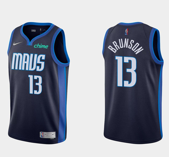 Personalized Men’s Dallas Mavericks #13 Jalen Brunson Navy Stitched Basketball Jersey