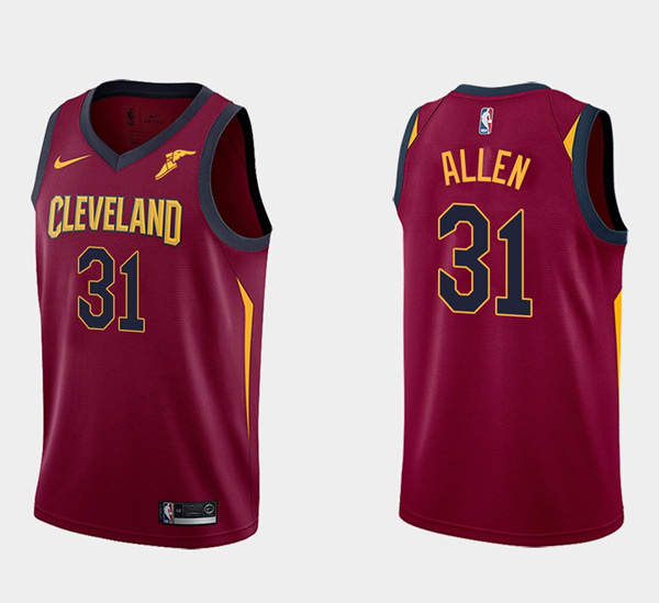 Personalized Men’s Cleveland Cavaliers #31 Jarrett Allen Basketball Wine Red Swingman Icon Edition Stitched Basketball Jersey