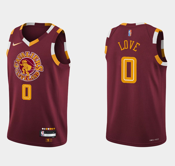 Personalized Men’s Cleveland Cavaliers #0 Kevin Love Wine Red 2021 2022 75th Anniversary City Edition Swingman Stitched Jersey