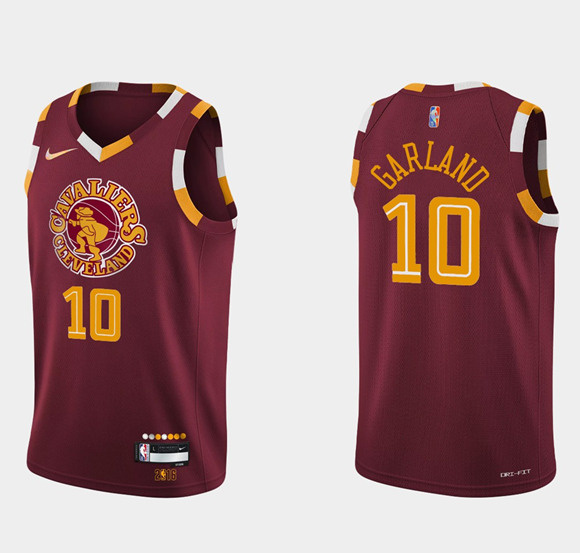 Personalized Men’s Cleveland Cavaliers #10 Darius Garland Wine Red 2021 2022 75th Anniversary City Edition Swingman Stitched Jersey