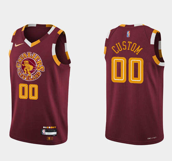 Personalized Men’s Cleveland Cavaliers Active Player Wine Red 2021 2022 75th Anniversary City Edition Swingman Stitched Jersey
