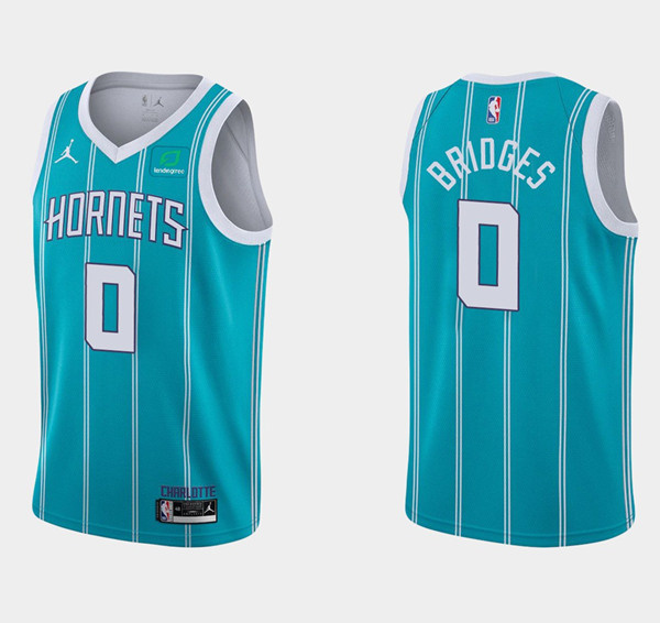 Personalized Men’s Charlotte Hornets #0 Miles Bridges Aqua Stitched Basketball Jersey