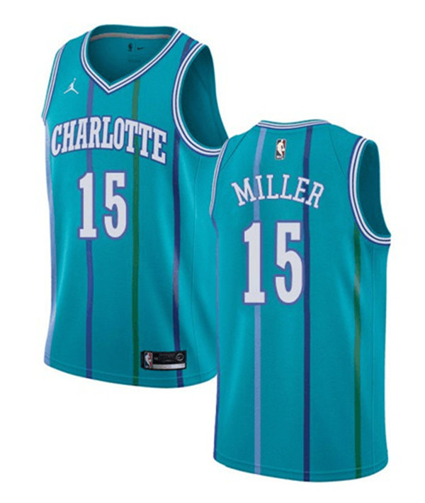 Personalized Men’s Charlotte Hornets #15 Percy Miller Aqua Stitched Basketball Jersey