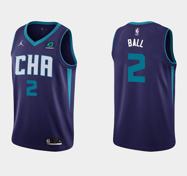 Personalized Men’s Charlotte Hornets #2 LaMelo Ball Purple Stitched Basketball Jersey