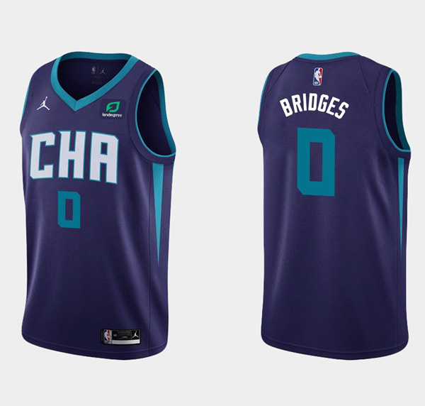 Personalized Men’s Charlotte Hornets #0 Miles Bridges Purple Stitched Basketball Jersey