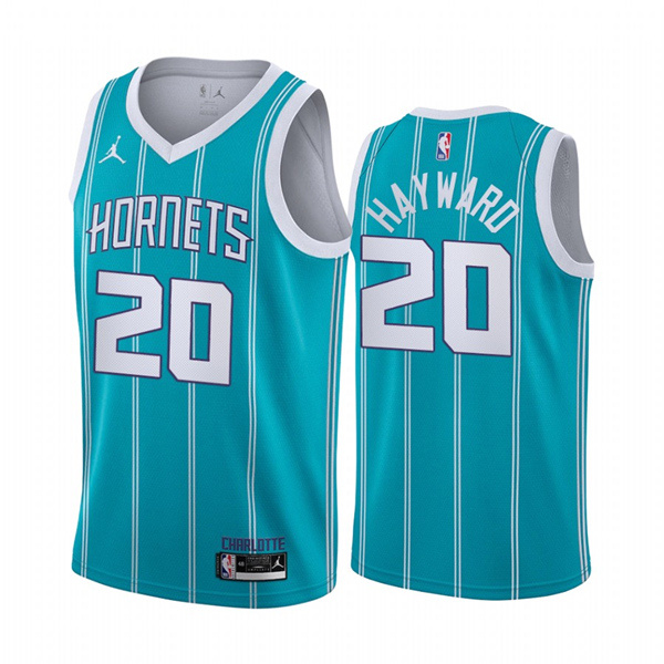 Personalized Men’s Charlotte Hornets #20 Gordan Hayward Aqua Stitched Basketball Jersey