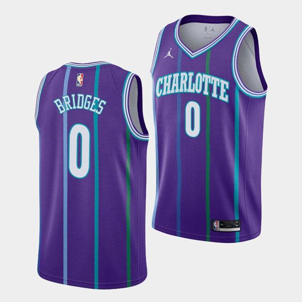 Personalized Men’s Charlotte Hornets #0 Miles Bridges Purple Stitched Basketball Jerseys