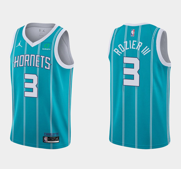 Personalized Men’s Charlotte Hornets #3 Terry Rozier III Aqua Stitched Basketball Jersey