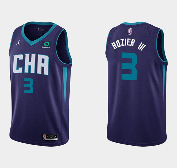 Personalized Men’s Charlotte Hornets #3 Terry Rozier III Purple Stitched Basketball Jersey