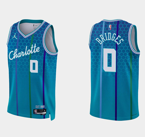 Personalized Men’s Charlotte Hornets #0 Miles Bridges 2021 22 Blue 75th Anniversary City Edition Stitched Basketball Jersey