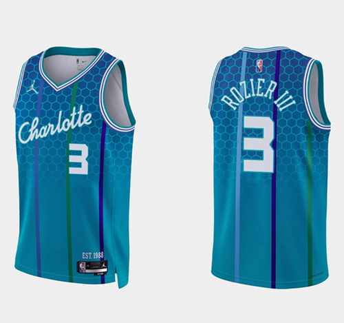 Personalized Men’s Charlotte Hornets #3 Terry Rozier III 2021 22 Blue 75th Anniversary City Edition Stitched Basketball Jersey