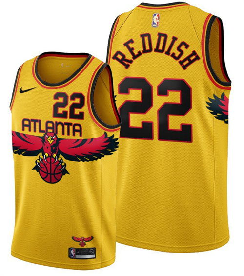 Personalized Men’s Atlanta Hawks #22 Cam Reddish 2021 22 Yellow City Edition Stitched Jersey