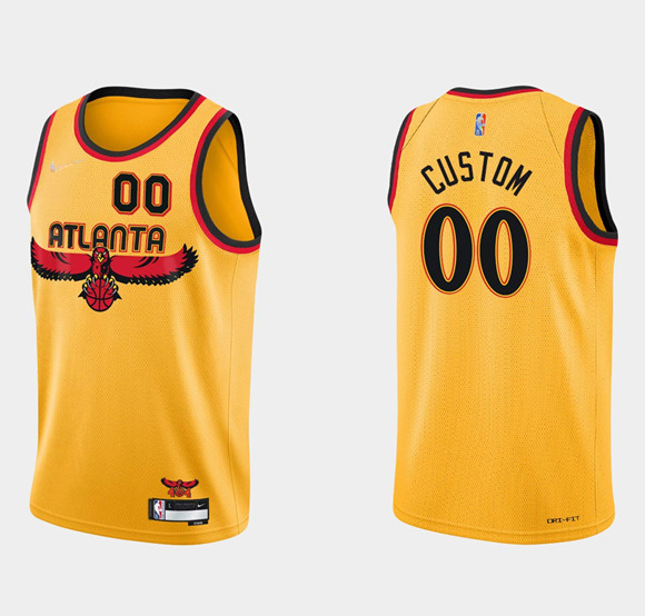 Personalized Men’s Atlanta Hawks Active Player 2021 22 75th Anniversary Yellow City Edition Stitched Jersey