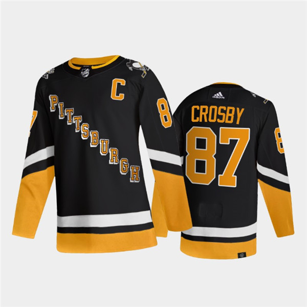 Personalized Men’s Pittsburgh Penguins #87 Sidney Crosby 2021 2022 Black Stitched Jersey