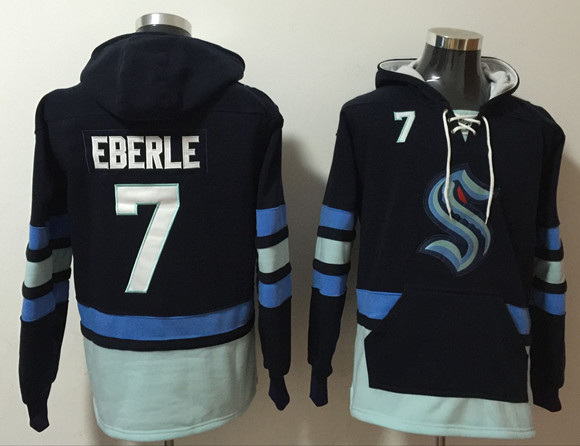 Personalized Men’s Seattle Kraken #7 Jordan Eberle Navy Ageless Must-Have Lace-Up Pullover Hoodie