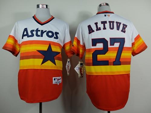 Personalized Astros #27 Jose Altuve White Orange 1980 Turn Back The Clock Stitched MLB Jersey