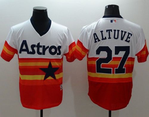 Personalized Astros #27 Jose Altuve White Orange Flexbase Authentic Collection Cooperstown Stitched MLB Jersey