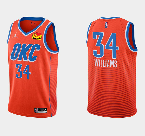 Personalized Men’s Oklahoma City Thunder #34 Kenrich Williams Orange Stitched Basketball Jersey