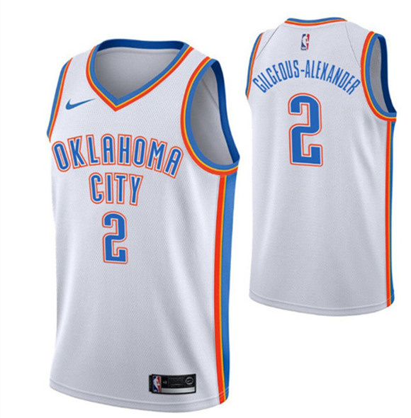 Personalized Men’s Oklahoma City Thunder #2 Shai Gilgeous-Alexander White Stitched Basketball Jersey